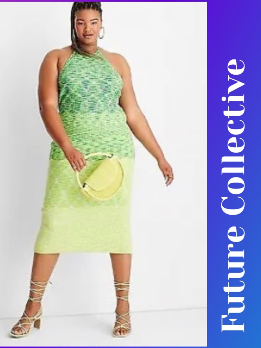 Future Collective Plus Size Green Ombre Knit Midi Dress